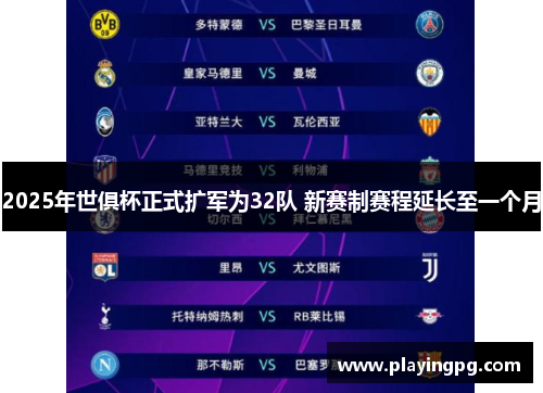 2025年世俱杯正式扩军为32队 新赛制赛程延长至一个月